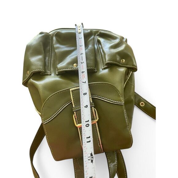 Backpack Women Mini Green Simulated Leather Gold Fittings Excellent Condition - Picture 6 of 12